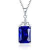 Elegante azul escuro Gemstone Square Pingente Nobre Luxo Banhado 18K Platina Simples Incrustado Correntes de Pingente de Cristal