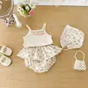 Conjunto de 3 Peças para Bebês Meninas Verão 2026: Top Regata, Saia Bolo e Calça com Chapéu - Roupa da Moda