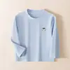 Camiseta de manga larga de algodón puro Youzhuang para niños, otoño e invierno, 280g, camiseta interior cálida de color caramelo para niños y niñas, ropa de otoño para bebés
