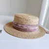 Cinta de Tie-Dye con Degradado de Tinta Sombrero de Copa Plana para Mujer Sombrero de Paja de Verano con Protección Solar Sombrero de Sol de Paja Rafi Sombrero de Playa para la Costa