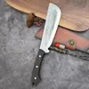 Faca de Corte de Osso com Estrutura de Aço tipo Canhão em Estojo de Couro, Cutelo de Osso em Aço Inoxidável, Faca Longquan Longa Espessa para Cozinha, Machado Multifuncional para Cortar para Uso Doméstico
