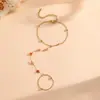 Anillos y Pulseras de Acero de Titanio Chapado en Oro Real Transfronterizos Personalizados de Moda para Mujer, Exquisita y Elegante Cadena de Muñeca de Cristal con Forma de Flor