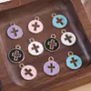 Colgante de Cruz Hueca Accesorios de Joyería Aleación con Goteo de Aceite Dijes Pequeños Accesorios Hechos a Mano para Manualidades Materiales para Pulseras Collares