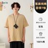 Camiseta de algodón de 200g con hombros caídos y cuello redondo, personalizada, manga corta, ropa de trabajo, LOGO estampado, holgada, uniforme de clase personalizado