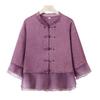 Traje de camisa de verano estilo chino para madre de mediana edad 2025 nuevo estilo camisa top conjunto de dos piezas para mujeres de mediana edad y mayores