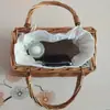 Bolso de Ratán para Mujer Cesta de Verduras Portátil estilo Coreano ins Bolso Cuadrado Pequeño Nuevo Fotografía Ocio Vacaciones Mimbre Creativo