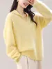 Cardigã de lã de dupla camada com textura escovada e gola marinho, chic vintage, cardigã pequeno feminino básico e versátil para outono e inverno