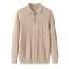 Suéter Ereke City Dos 100% Cachemira Pura para Hombre Traje Cuello Polo Suéter de Punto Trenzado Suéter de Lana con 95% de Alto Contenido de Cachemira