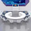 Mesa de Conferência Redonda Grande com Pintura Eletrostática Branca Mesa de Negociação Empresarial em Forma de C Mesa de Conferência Curva Criativa Mesa de Comando de Operação em Forma de C