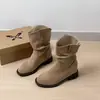 Botas de Meia-Cança Estilo Pós-Apocalíptico Maillard 2026 Nova Coleção Outono/Inverno Botas Western Cowboy com Salto Bloco Botas Curtas Birkenstock Botas Chelsea