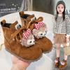 Nuevos Zapatos de Niña para Otoño 2025 Moda Color Sólido Botas de Moda Elegantes Botines Cortos para Niñas Botas Martin de Gamuza