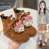 Nuevos Zapatos de Niña para Otoño 2025 Moda Color Sólido Botas de Moda Elegantes Botines Cortos para Niñas Botas Martin de Gamuza