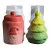 Molde de Taza de Árbol de Navidad de Múltiples Capas Tarro de Santa Estrella Caja de Almacenamiento de Árbol de Navidad Molde de Silicona de Yeso
