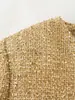 Venta al por mayor Otoño 2025 Ropa para mujer Estilo Europeo y Americano con hombreras Decorada Manga Larga Construcción de Hilo Metálico Chaqueta Corta 25111