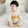Conjunto de Ropa de Otoño para Bebé, Parte Superior y Inferior Separadas, Ropa de Casa de Cintura Alta para Bebés y Niños Pequeños, Unisex, Pijama de Invierno, Clase A