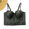 Top de tubo negro anti-corridas para mujer, estilo europeo y americano, de cuero completo, sexy, con envoltura de pecho, para discoteca