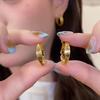Transfronterizo Nuevo Estilo Frío Sentido del Diseño Nicho Pigmento Dorado Aretes de Anillo Moda Simple Letra Metal Anillo de Oreja Mujer