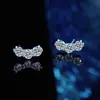Pendientes de Plata de Ley S925 con Moissanita Color D Sonrisa Tres Diamantes Moda Nicho Sencillo Versátil Elegante Joyería para Orejas para Mujer