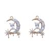 Pingente micro banhado a ouro com zircônia estrela e lua, estilo retrô, brincos elegantes, acessórios faça você mesmo, guirlandas macias, todos os materiais para grampos de cabelo