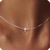 Amazon Cross-Border Titânio Aço 18K Alta Retenção de Cor Pingente Pequena Cruz Colar Corrente de Clavícula Feminina Fashion