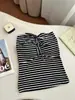 Top de tubo sin mangas a rayas retro para chica hot, chaleco estilo deseo puro, top de verano ajustado con corbata de lazo para mujer