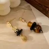 Pendientes Largos Estilo Étnico Retro Amber Streamer Piedra Natural Pendientes de Diseño Nicho Colección de Pendientes Pendientes Coloridos