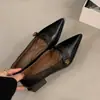Zapatos de tacón grueso de punta fina, boca poco profunda, versátiles, de un solo color, nuevo estilo, sin cordones, tacones altos, diseño para ir al trabajo, casual 2025, diario