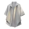 Camisa de Manga Curta Estilo Novo 2026 para Homens, Verão Estilo Hong Kong Solta Tamanho Grande Manga Meia Jacquard Tendência