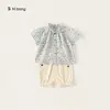 Ropa de Verano Delgada Bangxuan para Niños Camiseta para Bebé de Manga Corta Pantalones Florales para Niñas Conjunto de Dos Piezas Atuendo para Bebé Niña