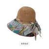 Nuevo Sombrero de Sol de Ala Ancha para Mujer de Verano, Sombrero de Pescador Resistente al Viento para Exteriores, Sombrero de Paja Estilo Étnico, Sombrero de Playa Anti-UV