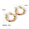 Aretes de Aro Personalizados Europeos y Americanos Ins Celebridad de Internet Acero Inoxidable 18K Incrustados Diamante de Color Perla Zirconia Aretes para Mujer al Mayoreo