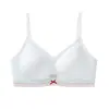 Serie Miu de Puntos Clásico Bloqueo de Color Lazo Dulce Niña de Ballet Sujetador Transpirable Inalámbrico Ropa Interior