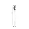 Cuchara y Tenedor de Hielo Estilo Coreano de Acero Inoxidable 304 con Mango Largo, Cuchara para Miel, Tenedor de Postre, Cuchara para Té con Leche Café, Cuchara Mezcladora para Cócteles Té de Frutas