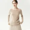 Estilo relajado, sin costuras, escote de una sola pieza, dobladillo enrollado, 100% cachemira, corte holgado, suéter de punto suave y cómodo para otoño e invierno, efecto adelgazante