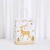 Bolsa de Regalo de Papel Kraft Navideña Transfronteriza Bolsa Tote Copo de Nieve Reno Bolsa de Empaque para Dulces y Recuerdos de Fiesta Venta al por Mayor