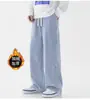 Pantalones largos casuales rectos de pierna ancha sueltos de color liso para hombre, otoño e invierno, con felpa, extra gruesos, retro, transfronterizos