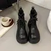 Botas Martin Estilo Britânico 2026 com Solado Grosso Femininas Botas Martin Versáteis Femininas Outono Plataforma Retro com Nova Saia Preto