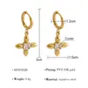 Brincos de Aço Inoxidável Coração de Amor Cruz Flor Estrela de Oito Pontas com Pingente de Zircônia para Mulheres Versátil Design de Nicho Pequeno