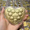 Adorno para Pastel en Forma de Corazón de Oro Puro 999, Regalo de Cumpleaños Feliz, Día de la Diosa, Día de San Valentín Chino, Regalo para Enamorados