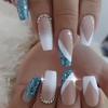 Esmalte de Uñas Brillante de Larga Duración Esmalte de Uñas con Diamantes Moda Europea y Americana Parche de Uña Postiza Producto Terminado Uñas al por Mayor