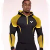 Ropa Deportiva para Hombre con Media Cremallera, Capucha, Ajustada, Dos Tonos, Bloques de Color, Transpirable, Secado Rápido, Corte Delgado, Elástica, para Entrenamiento Físico