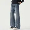 Jeans Acampanados Lavados Estilo Retro Americano para Hombre Pantalones Largos de Pierna Ancha Streetwear Sueltos Jeans para Hombre