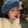 Boina de Punto de Mohair para Mujer, Otoño e Invierno, Circunferencia de Cabeza Grande, Boina de Pintor, Gorro Cálido, Estilo Coreano de Invierno, Versátil y de Tacto de Alta Gama