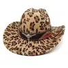 Sombrero de Lana con Estampado de Vaca y Accesorios de Cabeza de Vaca, Sombrero de Vaquero Occidental, Sombrero de Sol con Estampado de Leopardo Europeo y Americano, Sombrero de Jazz Retro