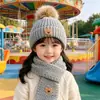 Conjunto de Gorro y Bufanda para Niños y Niñas, Gorro de Invierno Cálido Tejido, Conjunto de Dos Piezas para Bebés, con Forro de Felpa y Engrosado