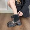Mocassins de Sola Grossa Estilo Britânico para Mulheres 2024 Outono Novo Retrô Mary Jane Uniforme Jk de Uma Perna Sapatos de Couro Pequenos