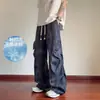 Calças casuais retas tie-dye estilo hip-hop americano 2026 para homens, calças compridas de corte solto, calças juvenis com vibe moderna e de alta qualidade