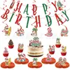 Banner de cumpleaños temático de fiesta de dibujos animados transfronterizos, banner de fiesta de Santa Claus, decoraciones para topper de pastel