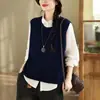Chaleco de moda y elegante para mujer, nuevo suéter de punto de algodón primavera 2026, diseño casual, corte holgado, adecuado para usar en capas