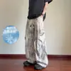 Pantalones casuales rectos tie-dye estilo hip-hop americano 2026 para hombre, pantalones largos de corte holgado, pantalones juveniles de alta gama a la moda
